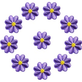 10Pcs Embroidery Sunflower Daisy Flower Sew On Iron On Patch Badge Bag Hat Jeans Jackets Applique Embroidered Appliqué Patches (Purple)