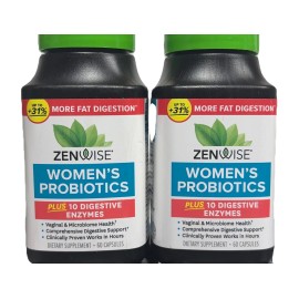 Zenwise 2 Pack - Zenwise Women’s Probiotics + 10 Digestive Enzymes - 120 Ct  |EXP 4/26|