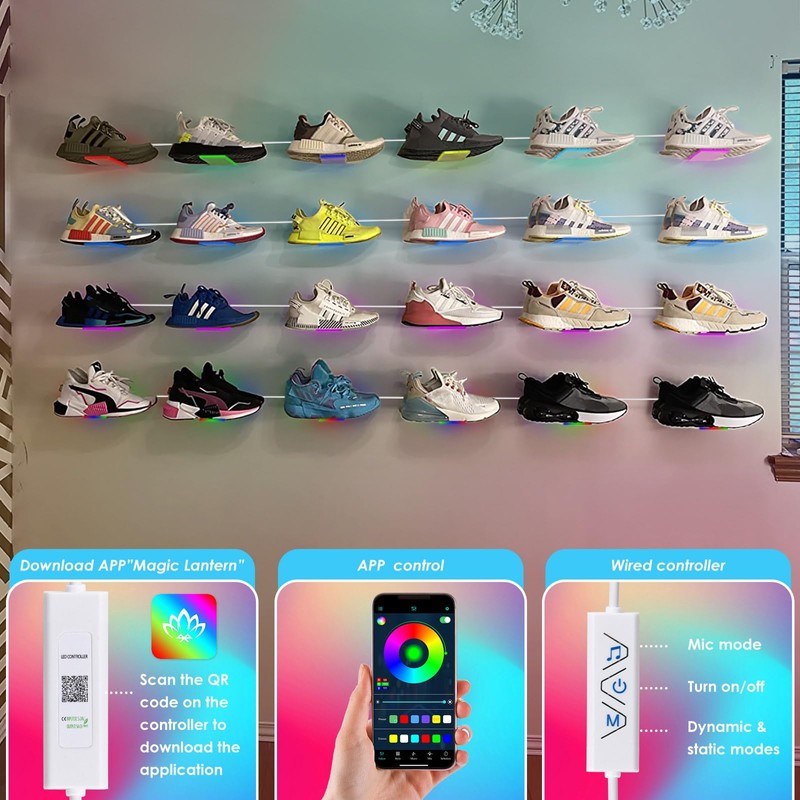 OAPRIRE LED Acrylic Floating Shoe Display 6-Pack | Remote &