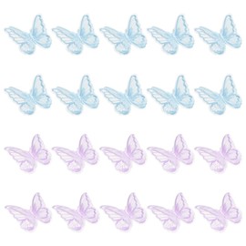 TRKETK 20 Pcs Embroidery Butterfly Sew Iron On Patch Organza Embroidery Butterfly Fabric Lace Flower Patch Chiffon Dress Applique for Wedding Bridal Dress Embroidered Applique Sewing Craft DIY