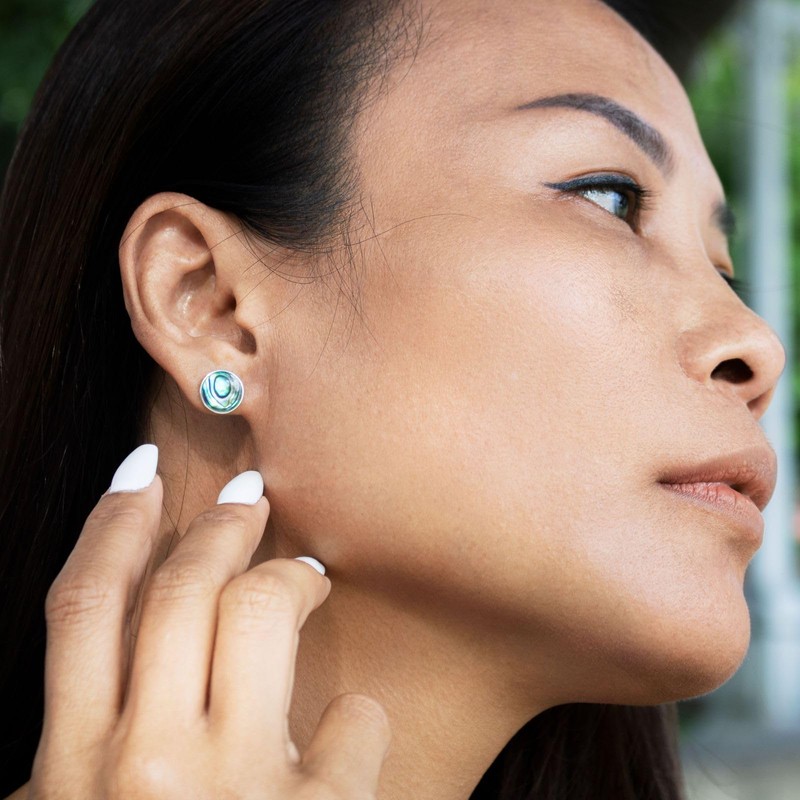 Fly Style Stud Earrings 925 Silver – Abalone Shell Stud