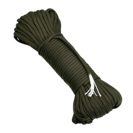 DonDon 30 Metre Long Fabric Ribbon, Nylon Cord, Paracord Rope, Survival Webbing for Crafts and Outdoor Camping Activities, 4 mm – 7 Strands, green