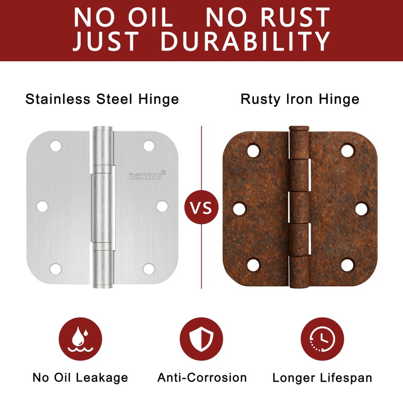 24 Pack Door Hinges 3.5'' Premium Stainless Steel Door Hinges