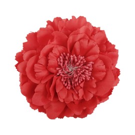 Hopzab Large Red Peony Hair Clip, Artificial Flower Fascinator Hairpin for Women and Girls, Vintage Rose Barrette, Wedding, Bridesmaid, Party, Beach Hair Accessories