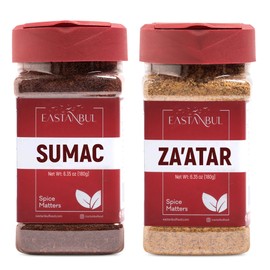 Sumac and Zaatar Set, Sumac Spice 6.4oz + Zaatar Spice 6.4oz, Twin Pack, Essential Duo, Za'atar Seasoning for Breads, Salads, Meats, Hummus, Ground Sumak and Zatar