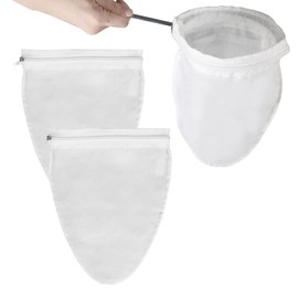 3pcs Ultra Fine Mesh Strainer Bag, 10.6" x 7.87" Reusable Strainer Bag with Zipper Sieve Cloth Strainer Filter Bag Nut Milk Bags with Stainless Steel Frame and Handle for Juicing Coffee Cooking