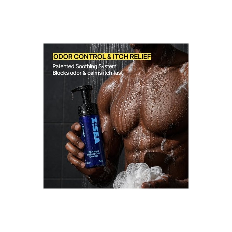 Z:SEA Men's Foaming Intimate Wash, pH Balanced and Odor Control,