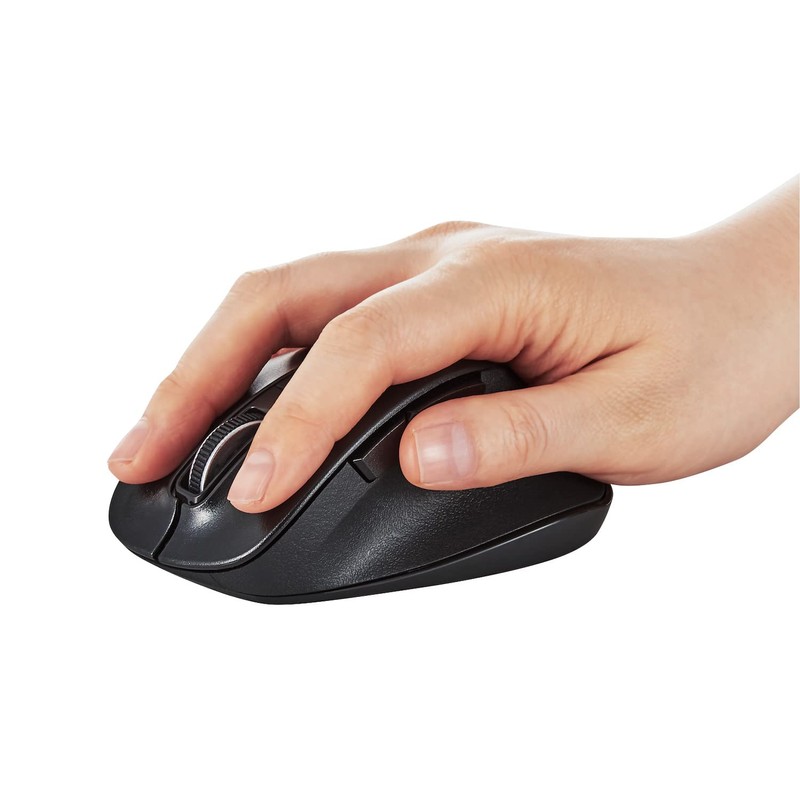 Elecom M-XGM15BBBK Wireless Mouse, Bluetooth EX-G, Grip Extreme, 5 Buttons,