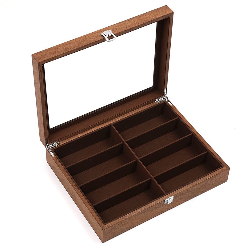 WANLECY Wooden Sunglasses Organizer for Men Women, Multiple Eyeglasses Eyewear
