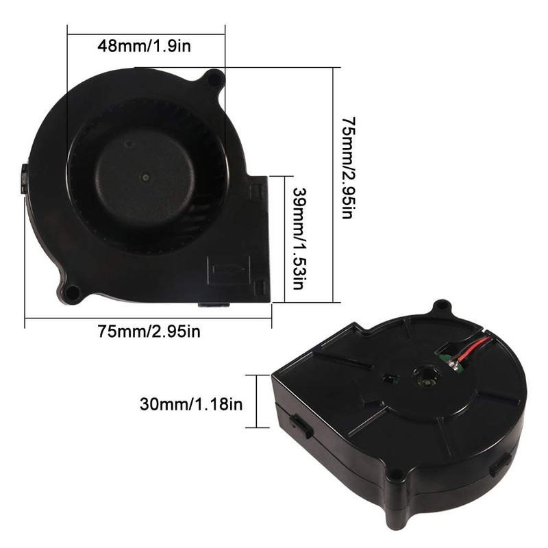 AITRIP 2pcs 75mm Blower 5V USB 75x30mm 7530 Brushless DC