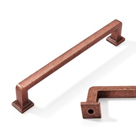 Khtumeware 10 Pack 6-1/4 Inch Hole Center Antique Copper Cabinet Pulls - Vintage Drawer Handles, Solid Hardware, Aged Kitchen Cupboard Handles