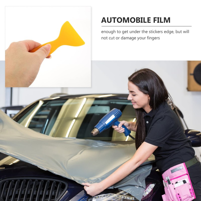 TEHAUX 25pcs Plastic Scraper, Portable Yellow Plastic Putty, Car Film