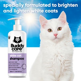 White Cat Shampoo by Buddycare - Brightening and Whitening Shampoo for Cats - Deep Cleansing, Fresh Scented - with Aloe Vera and Pro-Vitamin B5(16.90oz)