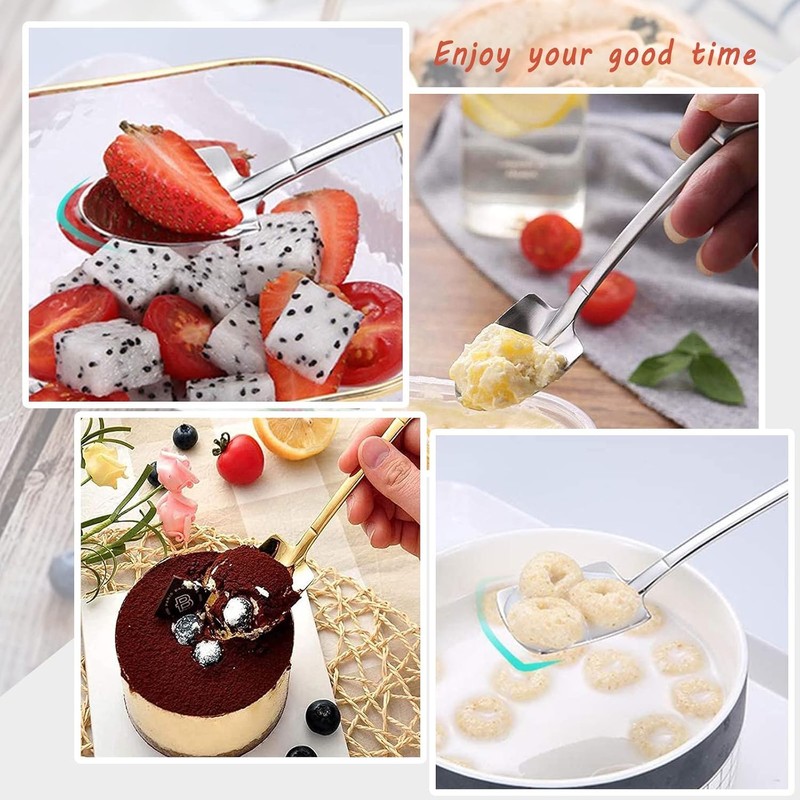 10pack Rainbow Shovel Spoons,Small Shovel Shape Stainless Steel Dessert Fruit