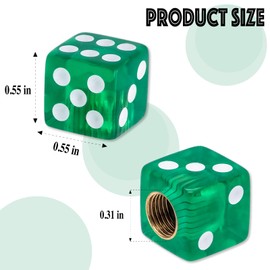 MEAJOO 4PCS Dice Shape Tire Valve Stem Caps, Universal Copper Core Dustproof Tire Valve Stem Covers for Cars, SUV, Trucks, Bikes, Motorcycles, Bicycles(Green)
