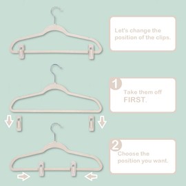 Trgowaul Velvet Hangers Clips 60 Pack, Pants Hangers Velvet Clips, Strong Finger Clips Perfect for Thin Velvet Hangers (Beige)