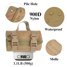 Shooting Mat, Extra Large Portable Roll up Folded Waterproof Non-Slip Pad Blanket with Molle Webbings, Tactical Shooting Mats for Range & Hunting, Durable Hunting Accessories(Non-Padded) (Khaki)