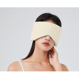 1 Pcs Sleep Eye Mask with Noise Cancelling Earmuffs - Block Out Light Contoured Night Blindfold Eye Sleeping Mask with Ear Cover for Men Women Side Sleeper Night Present (Light Yellow, One Size)