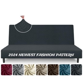 ZNSAYOTX Stretch Futon Covers Full Size 2024 Fashion Armless Sofa Bed Slipcovers, Soft Durable Queen Futon Cover Washable Pets Friendly Futon Couch Protector (67"-82", Dark Gray)