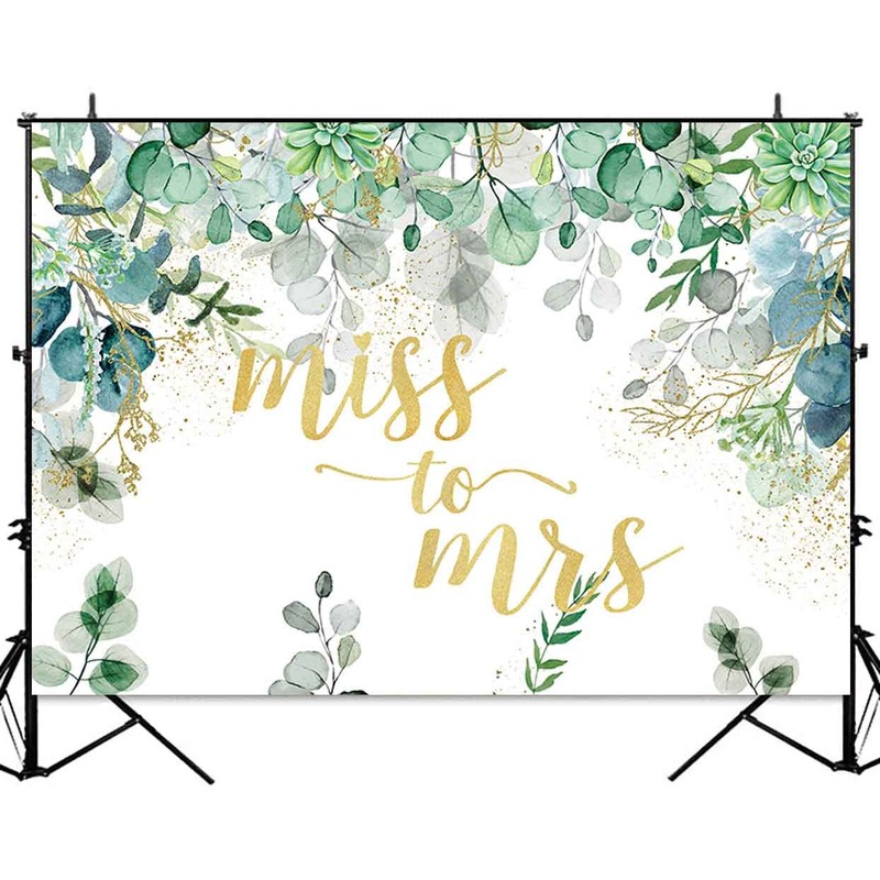 Sensfun Miss to Mrs Bridal Shower Backdrop Greenery Eucalyptus Leaves