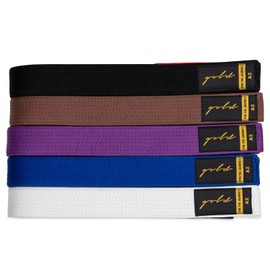 Gold BJJ Jiu Jitsu Belt - Premium Belts with Rank Bar for Stripes - IBJJF Competition Approved (Black, A2)
