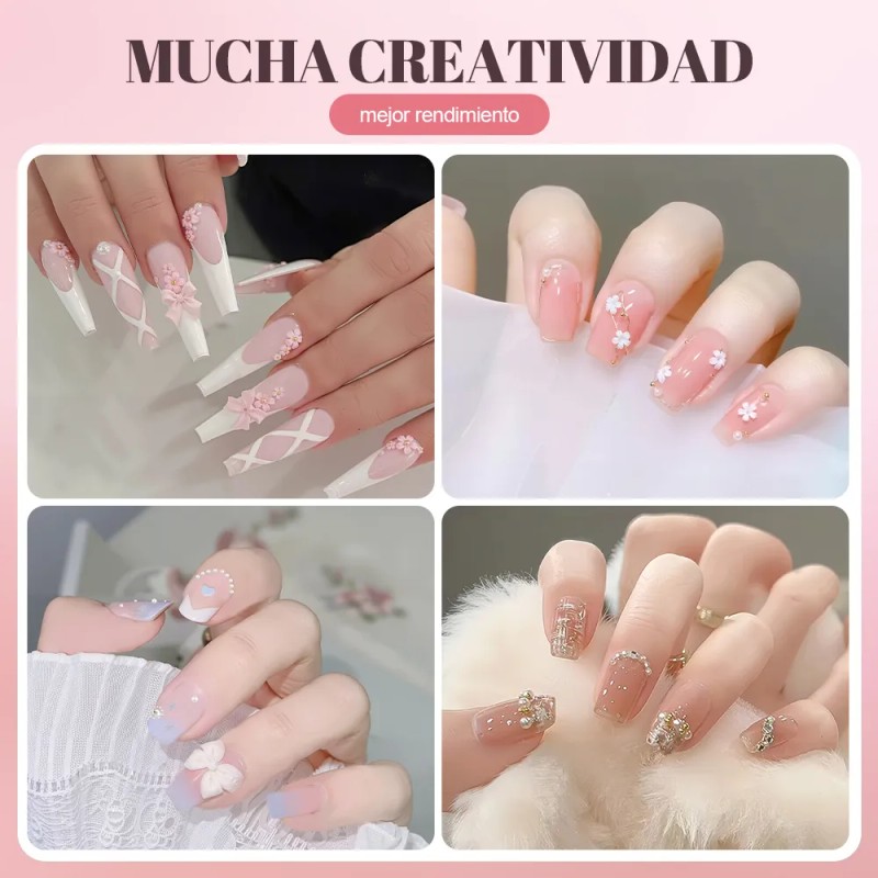 Decoracion De Uñas Acrílica 3d Lazo Flores Uñas Arte Diy