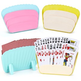 Joxessaien Pack of 4 Children's Card Holders, 2 Colour Card Holders, Playing Cards, Playing Card Holder for Children, Adults and Elderly People
