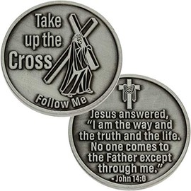 Follow Me Easter Coins Jesus & Cross Silver (Pkg of 4)
