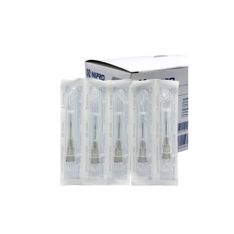 Aguja Hipodérmica 27G x 13mm (1/2”) NIPRO Caja con 100