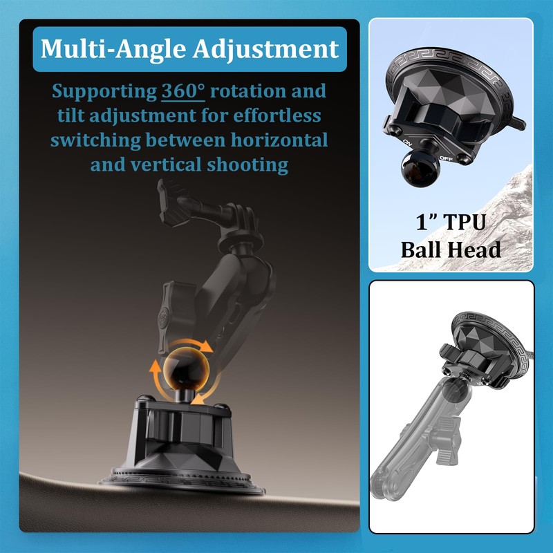 LOKTENWO Twist-Lock Suction Cup Mount with 1” Ball