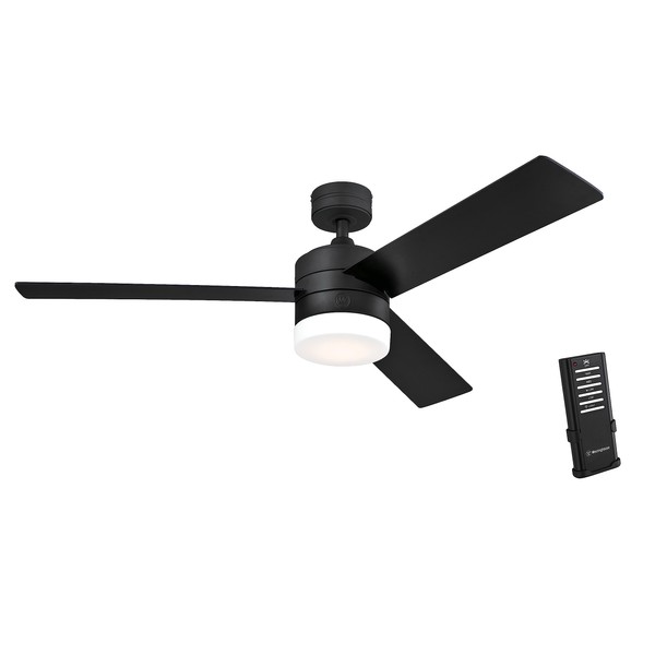 Westinghouse Lighting 7205900 Alta Vista 52-Inch Matte Black Indoor Ceiling Fan, Dimmable LED Light Kit with Opal Frosted Glass, Remote Control Included