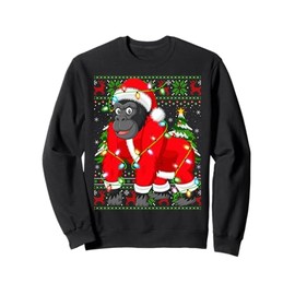 Gorilla Christmas Lights Santa Costume Ugly Xmas Sweaters Sweatshirt