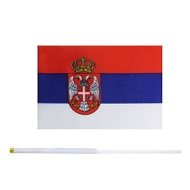 10 Pack Serbia Serbian Flags on Stick 5x8 Inch,Patriotic Decorations,Classroom Decor,Small Mini Flags on Sticks,Flag Decorations for Party.