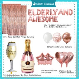 Elderly And Awesome Birthday Decorations For Women Rose Gold Old Birthday Decorations Funny Old People Party Happy Birthday Balloons 50th 60th 70th 80th Elder Ladies Birthday 70 Year Old Funny Gifts