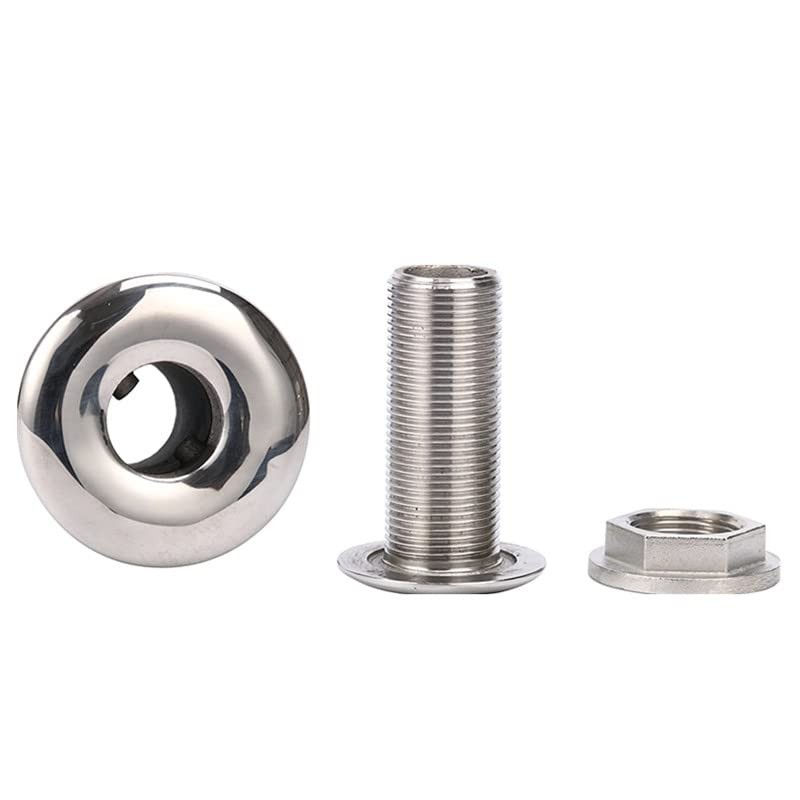 EEYAD 316 Stainless Steel Full Thread Boat Thru-Hull Fitting Drain