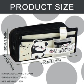 MUNSKT Kawaii Panda Pencil Case, Elegant, Large Capacity Pencil Case, Black, One Size, The Modern Wind (White)