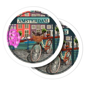 Amsterdam Netherlands Holland 10cm Round Vinyl Sticker Decal Laptop Tablet Luggage Scrapbooking Refrigerator #58697