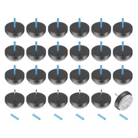 sourcing map 24Pcs Nail-on Felt Furniture Pads, Round Felt Pads Furniture Sliders Floor Protectors for Wooden Furniture Table Sofa Chair Leg (28mm, Black)