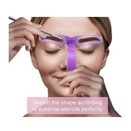 Purple Washable Eyebrow Stencils, Eyebrow Shaping Kit, Eyebrow Template,8 Styles Reusable Eyebrow Stencil with Handle and Strap Eyebrow Color Eyes
