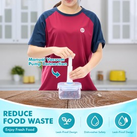 LemonRoad 19 Pcs Vacuum Seal Food Storage Containers with Lids (9containers&9 Lids&1 Hand Vacuum Pump), Premium Airtight Food Storage, Airtight and Leak Proof