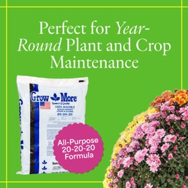 Grow More 20-20-20 Water Soluble Fertilizer - 25lb Bag of All Purpose Fertilizer for Exceptional Crop Yields - All Purpose Plant Food for Vegetables, Flowers, Trees, Shrubs, and Houseplants