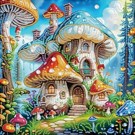 Tontut Diamond Art Painting Kit, Mushroom House, Dream House 5D DIY Localized Special Shape Diamond Painted Mosaic Crafts, is a Suitable Home Wall Decor Gift for Beginners.