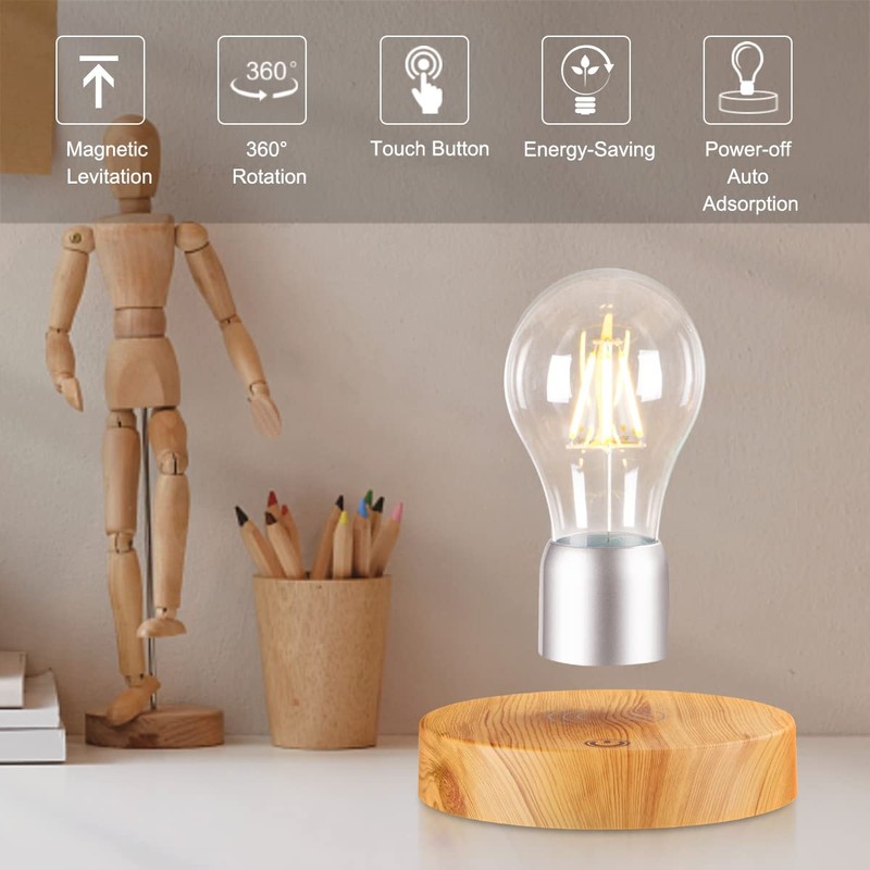 UVEHAS Levitating Light Bulb, Floating Rotating LED Bulb Lamp, Touch