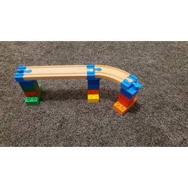 SpeedFreakCNC 5pc Duplo Bricks to Brio Compatible Wooden Train Track Adapter Set (Blue)