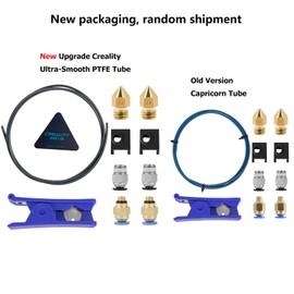 Creality Upgrade 3D Printer Kit with Ultra-Smooth PTFE Tubing 1M，PTFE Teflon Tube Cutter, Pneumatic Fittings and MK8 Socks and Extra Nozzles for Ender 3/3 Pro/5/Voxelab Aquila