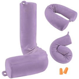 PG6 Twist Memory Foam Travel Pillow for Neck, Chin, Lumbar and Leg Support-for Travling on Airplane, Train, Bus or at Home-Adjustable, Bendable Roll Pillow with Washable Soft Cover