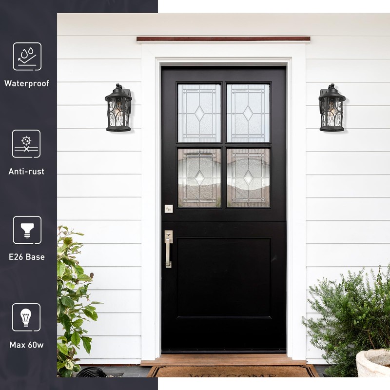 zeyu 2 Pack Patio Wall Light Fixture, 12 Inch Outdoor