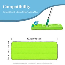 Replacement Mop Refills Compatible with Libman Rinse 'n Wring Mop and Bucket System,Reusable Washable Microfiber Cloth Mop Head Pads for Wet and Dry Use (Pack of 2)