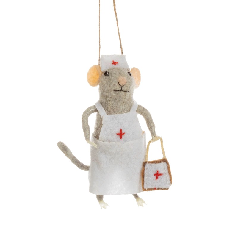 Sass & Belle Nurse Mouse Felt Decoration