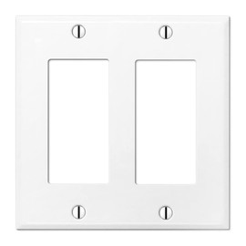 OVERSIZED 2 Gang Rocker - Decora Metal Wall Plate - Jumbo Wall Plate for Decora Style Light Switches, GFCI, Electrical Plug Outlets, Stainless Steel Painted White, UL Listed, 5.5" x 5.5" - Made in USA